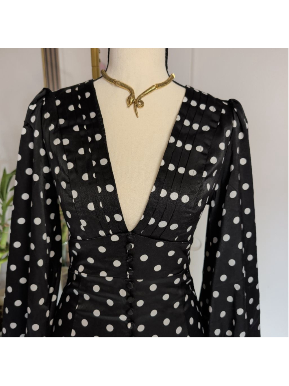 Fashion Nova Celeste Polka Dot Satin Mini Dress. XS - Picture 6 of 11
